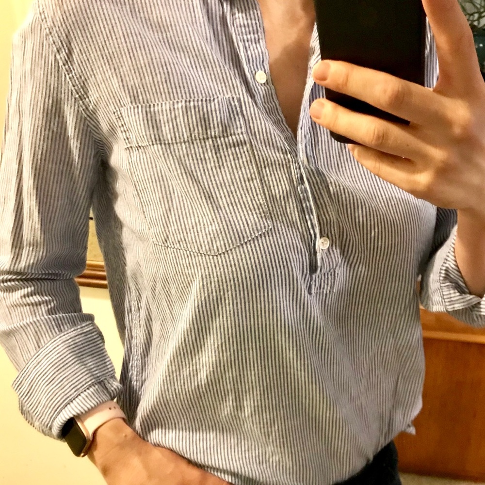 Gap boyfriend fit striped popover shirt